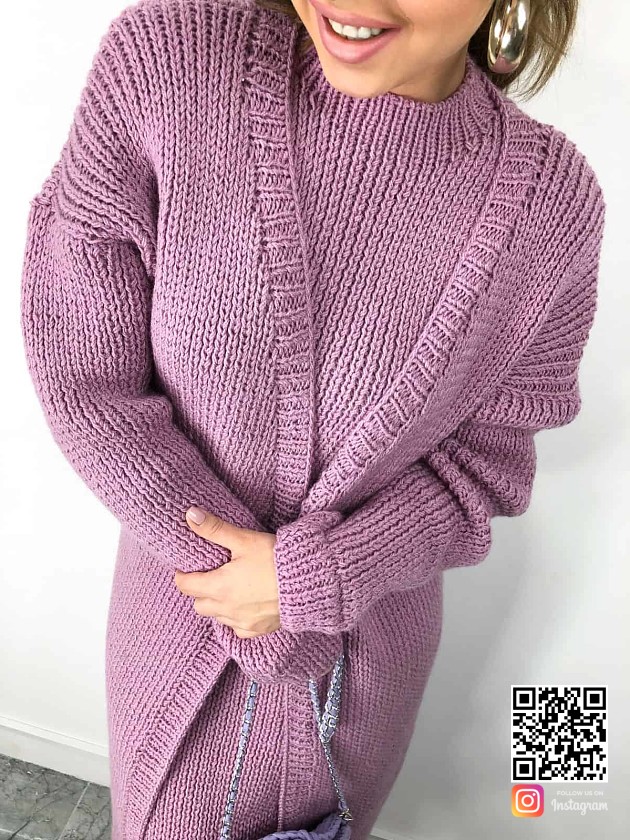 На второй фотографии платье с длинным кардиганом в комплекте от Shapar, бренда женской вязаной одежды ручной работы в интернет-магазине связанных спицами вещей.