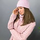 На седьмой фотографии розовая шапка со снудом женская от Shapar, бренда вязаной одежды ручной работы в интернет-магазине связанных спицами вещей.