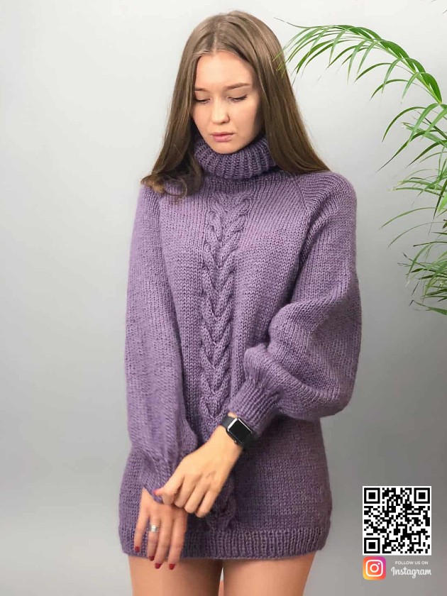 На первой фотографии женский сиреневый джемпер от Shapar, бренда вязаной одежды ручной работы в интернет-магазине связанных спицами вещей.