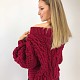 На седьмой фотографии модный свитер марсала для женщин от Shapar, бренда вязаной одежды ручной работы в интернет-магазине связанных спицами вещей.