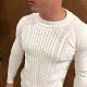 На четвертой фотографии мужской свитер белый с узором косами от Shapar, бренда вязаной одежды ручной работы в интернет-магазине связанных спицами вещей.