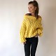 На третьей фотографии ажурный свитер женский желтого цвета от Shapar, бренда вязаной одежды ручной работы в интернет-магазине связанных спицами вещей.