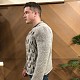 На третьей фотографии джемпер косами мужской бежевого цвета от Shapar, бренда вязаной одежды ручной работы в интернет-магазине связанных спицами вещей.