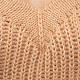 На шестой фотографии бежевый свитер женский крупным планом от Shapar, бренда вязаной одежды ручной работы в интернет-магазине связанных спицами вещей.