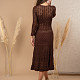 На седьмой фотографии модное платье коричневого цвета от Shapar, бренда вязаной одежды ручной работы в интернет-магазине связанных спицами вещей.