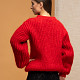 На второй фотографии свитер красного цвета женский со спины от Shapar, бренда вязаной одежды ручной работы в интернет-магазине связанных спицами вещей.