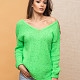 На четвертой фотографии женский зеленый пуловер из хлопка на лето от Shapar, бренда вязаной одежды ручной работы в интернет-магазине связанных спицами вещей.