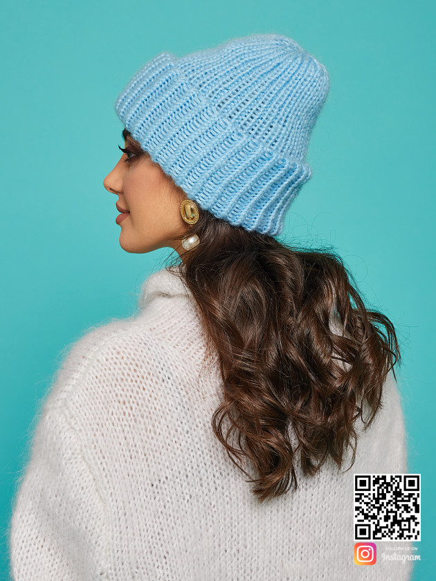 Голубая вязаная шапка - купить в интернет-магазине одежды Shapar