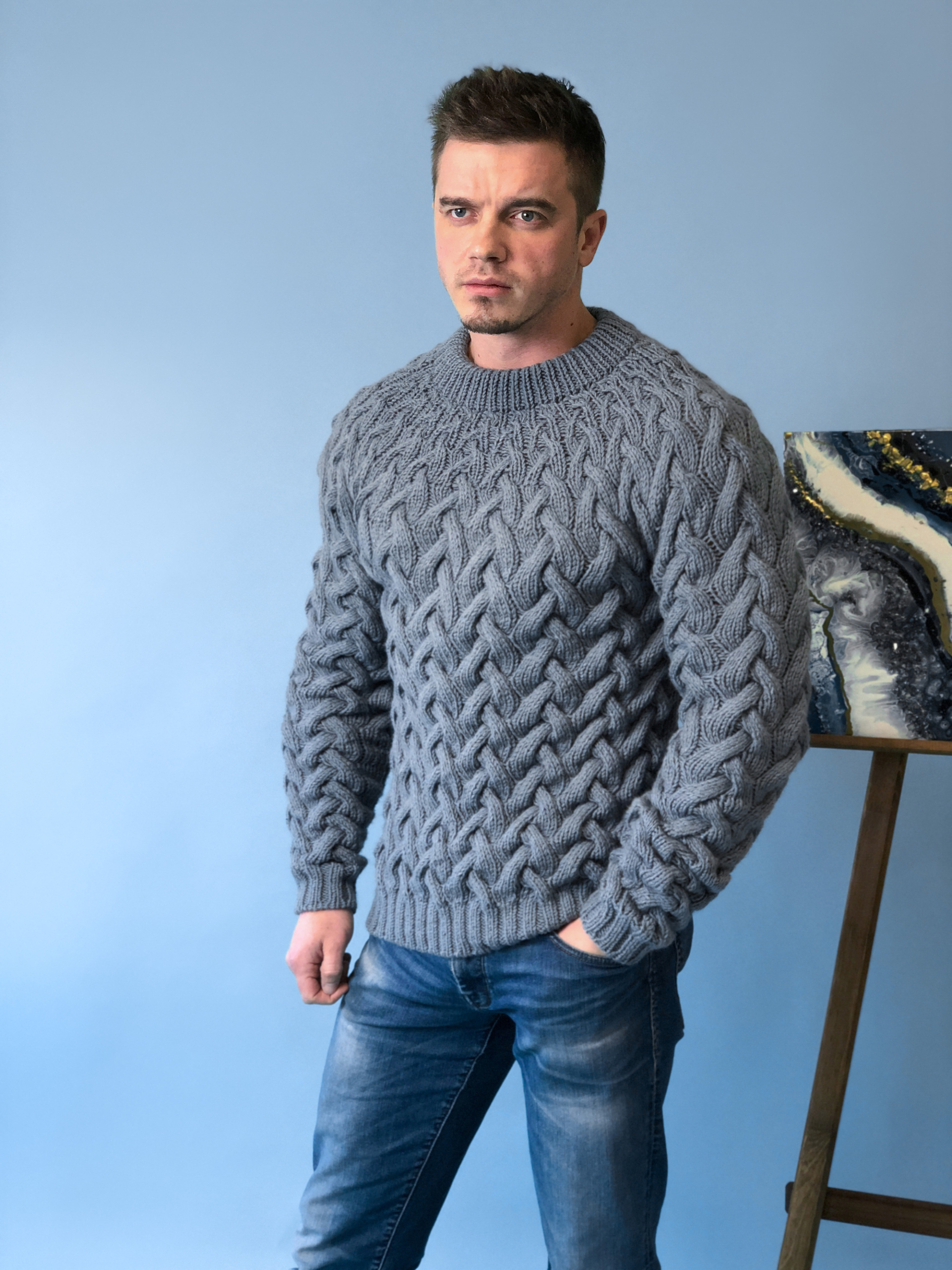Вязание для мужчин спицами – модные брендовые модели с описанием и схемами