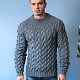 На шестой фотографии стильный мужской серый свитер косами от Shapar, бренда вязаной одежды ручной работы в интернет-магазине связанных спицами вещей.
