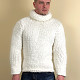 На четвертой фотографии теплый белый свитер с горлом мужской от Shapar, бренда вязаной одежды ручной работы в интернет-магазине связанных спицами вещей.