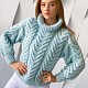 На восьмой фотографии женский бирюзовый джемпер из ангоры от Shapar, бренда вязаной одежды ручной работы в интернет-магазине связанных спицами вещей.