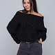 На шестой фотографии черный свитер женский с открытыми плечами от Shapar, бренда вязаной одежды ручной работы в интернет-магазине связанных спицами вещей.