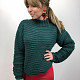 На пятой фотографии зеленый вязаный свитер крупной вязки от Shapar, бренда одежды ручной работы в интернет-магазине связанных спицами вещей.