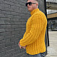На третьей фотографии свитер зимний мужской желтого цвета от Shapar, бренда вязаной одежды ручной работы в интернет-магазине связанных спицами вещей.
